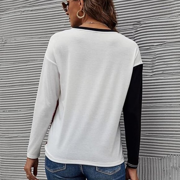 🔺 Colorblock Long Sleeve Shirt – Geometric Minimalist 🔺 - Picture 5 of 6